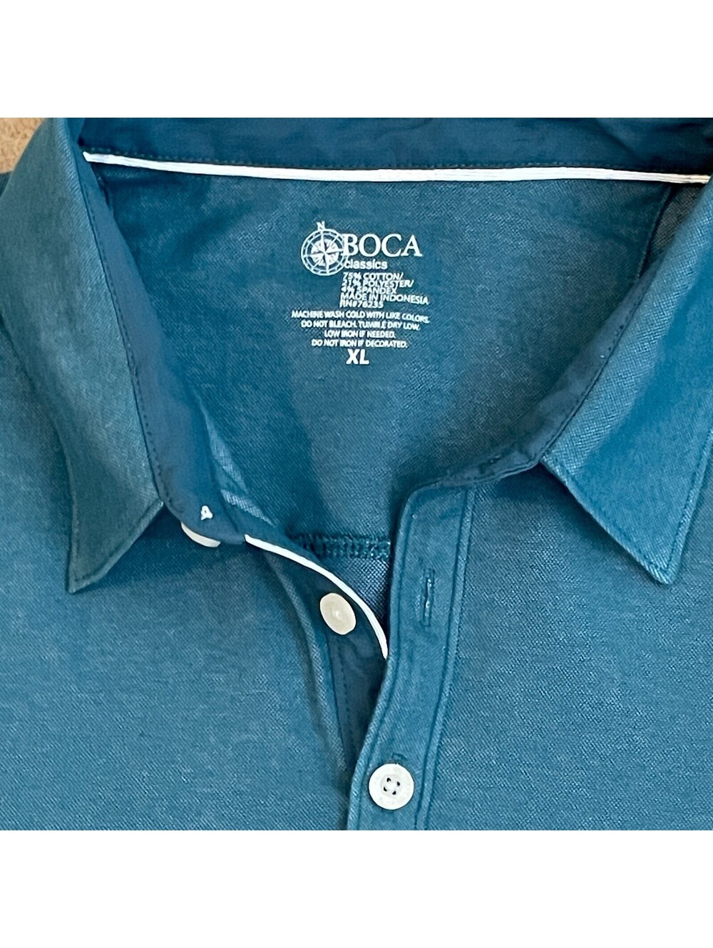 BOCA CLASSICS Men's XL Teal Cotton S/S Polo SHIRT CLEAN!